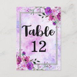 Lila Tischnummer- und Blütenübersicht Einladung