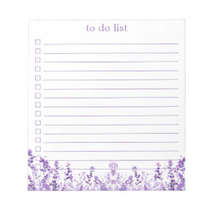 Lila To-Do-Liste Boho Chic Minimalist Floral Notizblock