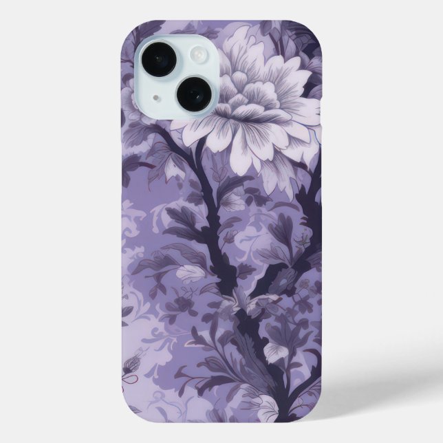 Lila Toile de Fleur Case-Mate iPhone Hülle (Rückseite)