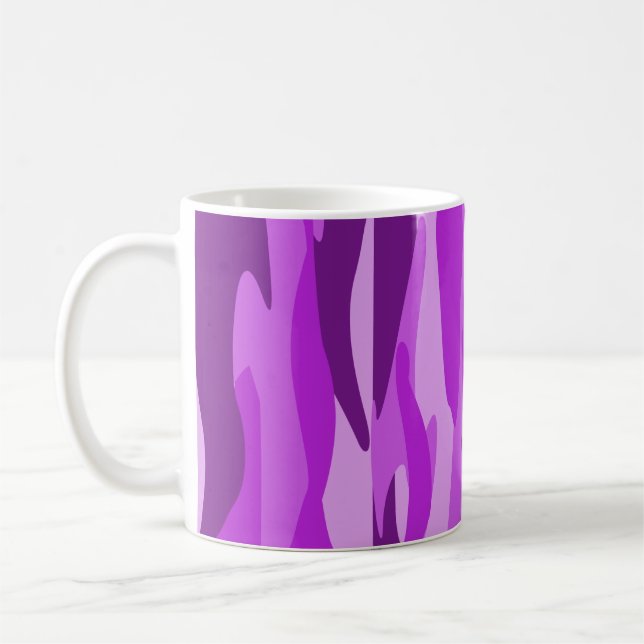 Lila Tone Abstrakt Camouflage Kaffeetasse (Links)
