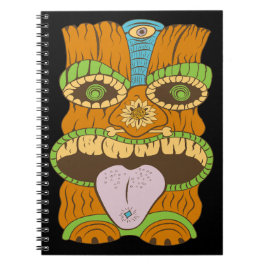 Lila Tongue Tiki Statue in Psychedelic Mood, Notizblock