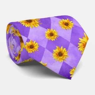 Lila Totenköpfe und Sonnenblumen-Serie Design 2 Krawatte