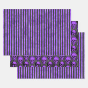Lila Totenköpfe und Sonnenblumen-Serie Design 5  Geschenkpapier Set