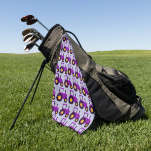 Lila Traktor Design mit beliebigem Hintergrundfarb Golfhandtuch