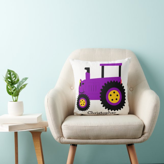 Lila Traktor Design Personalisiert Kissen (Stuhl )