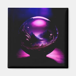 Lila, transparenter Globe mit Berglandschaft Magnet