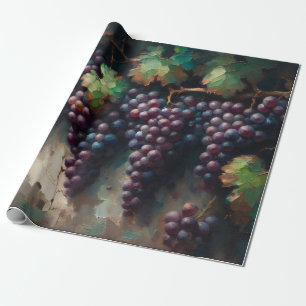 Lila Trauben am Rebstock Ölmalerei Geschenkpapier
