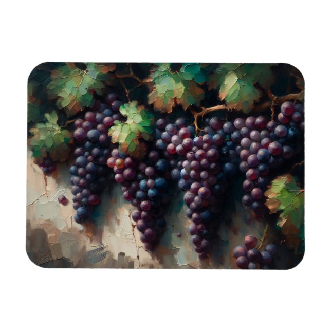 Lila Trauben auf dem Weinölgemälde Magnet (Horizontal)