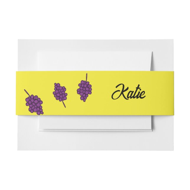Lila Trauben personalisiert gelb Einladungsbanderole (Vorderseite Beispiel)