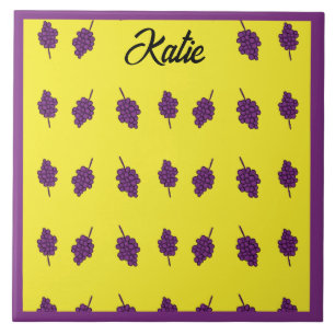 Lila Trauben personalisiert gelb Fliese