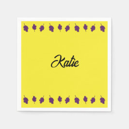 Lila Trauben personalisiert gelb Serviette