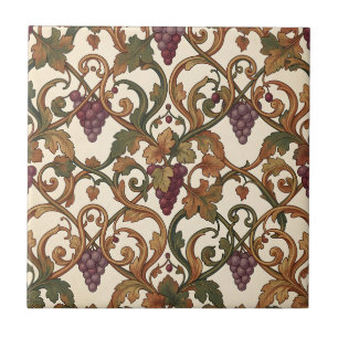 Lila Traubencluster Vintage-Botanik  Fliese