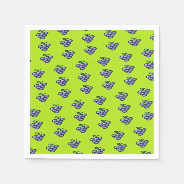 Lila Traubenmuster auf grün Serviette (Vorderseite)