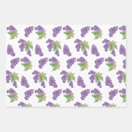 Lila Traubenwasser Handgemalt Geschenkpapier Set