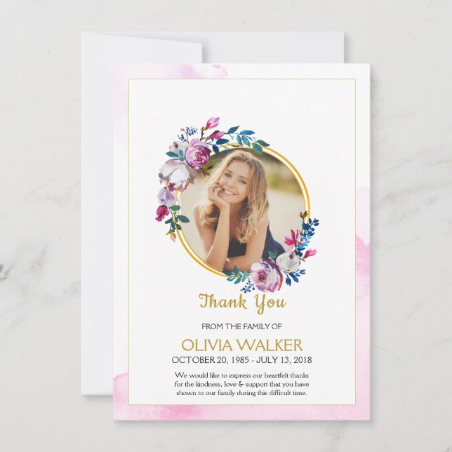 Lila Trauerfeier Dankeschön Karte (Vorderseite)