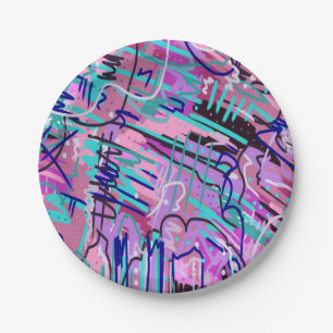 Lila Traum Ausdrucksstarker Abstrakter Druck Pappteller