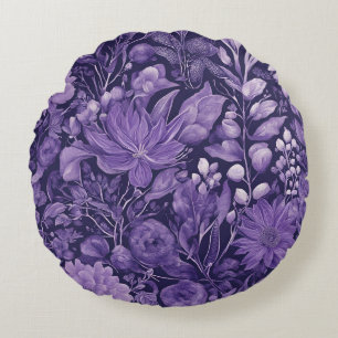 Lila Traum Elegantes botanisches Design inspiriert Rundes Kissen