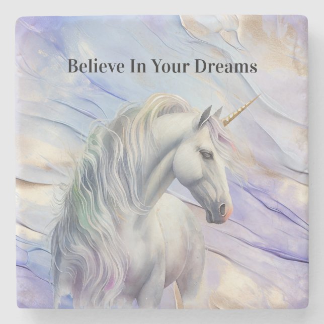 Lila Traum Unicorn Steinuntersetzer (Vorderseite)