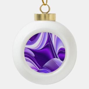 Lila Traum von Schnee-Blume Keramik Kugel-Ornament