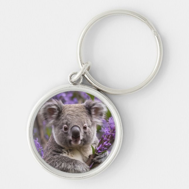 "Lila träumen: Ein Koala in einem Jacaranda-Baum Schlüsselanhänger (Vorne)