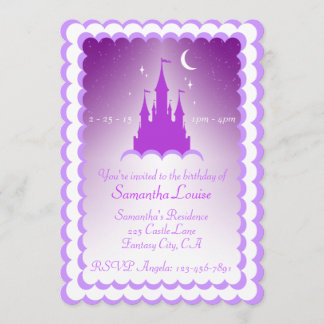 Lila träumerisches Schloss im Wolken-Geburtstag Einladung