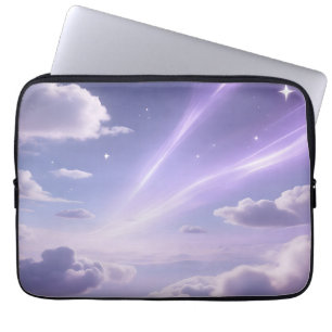 Lila Traumhimmel Aurora Wolken Sterne Laptopschutzhülle