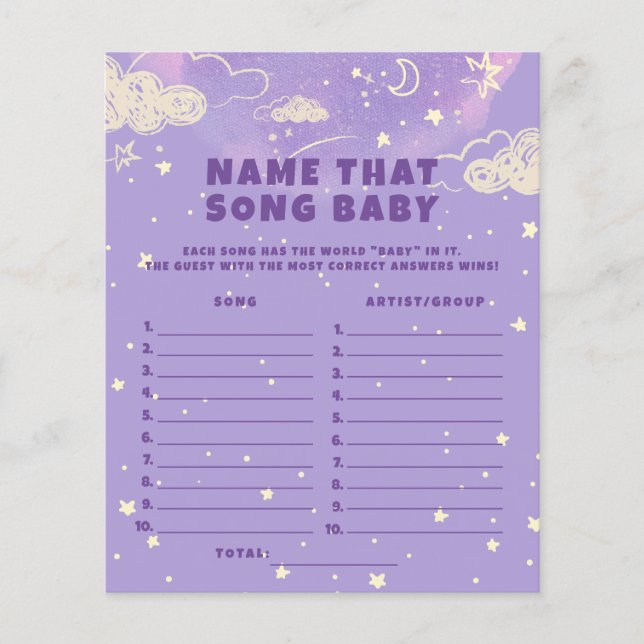 Lila Traumname für das Song Baby Shooting Game (Vorderseite)