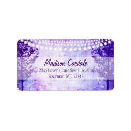 Lila Tree String Lights Hochzeitadressmarken Adressaufkleber