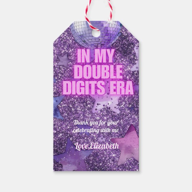 Lila Trendiger Geburtstag in meiner Double-Digits- Geschenkanhänger (Vorderseite)