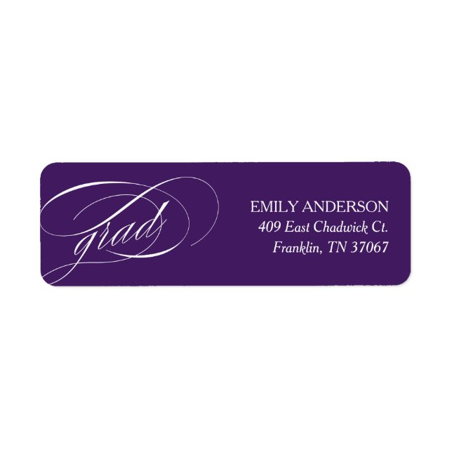 Lila Trendy Calligraphy Abschluss-Adresse (Vorne)