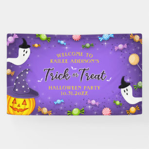 Lila Trick oder Treat Kids Halloween Candy Party Banner
