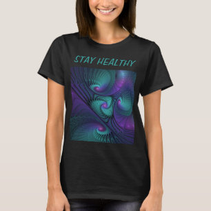 Lila trifft Türkis Moderne Abstrakte Fractal Kunst T-Shirt