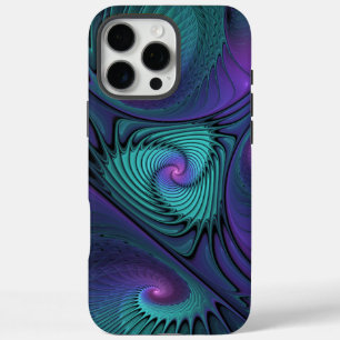 Lila trifft Türkis moderne abstrakte Fraktal-Kunst iPhone 16 Pro Max Hülle