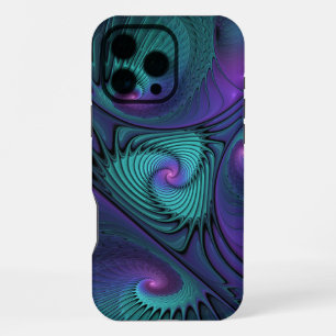 Lila trifft Türkis moderne abstrakte Fraktal-Kunst iPhone 16 Pro Max Hülle
