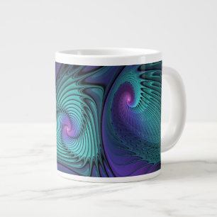 Lila trifft Türkis Moderne Abstrakte Fraktal Kunst Jumbo-Tasse
