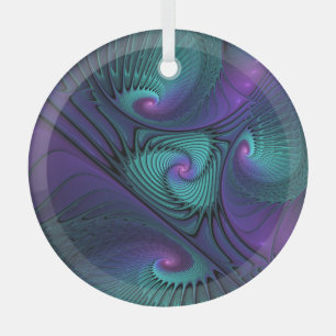 Lila trifft Türkis Moderne Abstrakte Fraktal Kunst Ornament Aus Glas