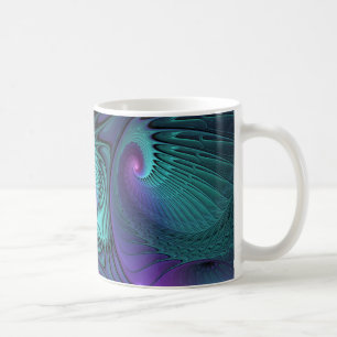 Lila trifft Türkis moderne abstrakte Fraktal-Kunst Tasse