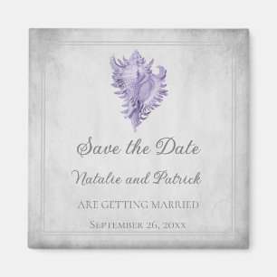 Lila Tritonsschnecken-Schneckenhorn Save-the-Date- Magnet