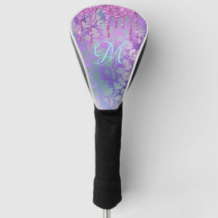 Lila Tropfen Glitzer, Monogramm, Golf Head Cover Headcover