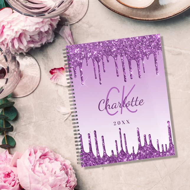 Lila Tropfen violette Monogramm 2026 Planer (Von Creator hochgeladen)