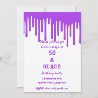 Lila Tropfwelle 50 Jahre und herrlicher Geburtstag Einladung