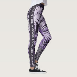 Lila tropische Blätter Glitzer & quote stilvoll Leggings