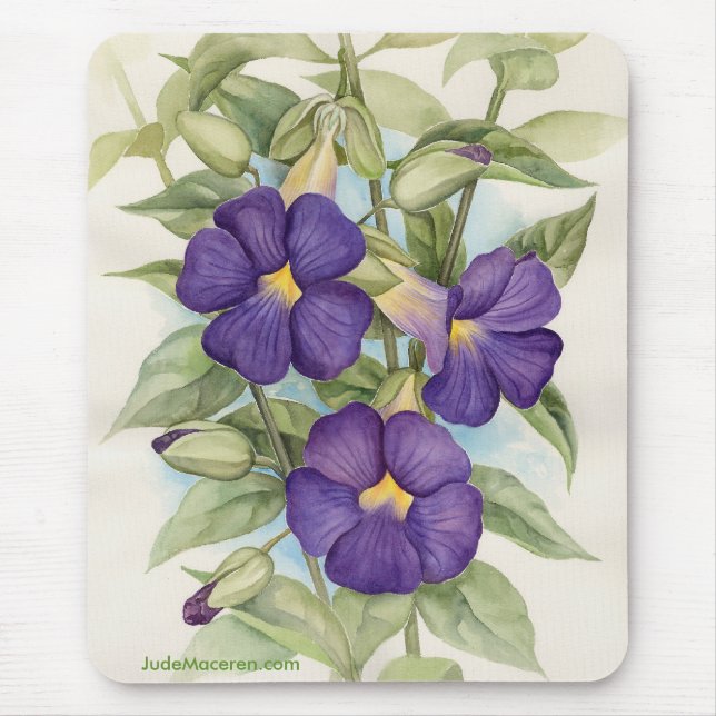 Lila tropische Blumen-Malerei - multi Mousepad (Vorne)
