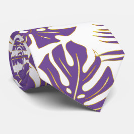 Lila tropische Monstera- und Palmenhaine Blätter Krawatte