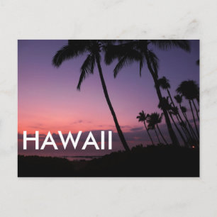 Lila tropischer Sonnenuntergang Hawaii-Textkarte Postkarte