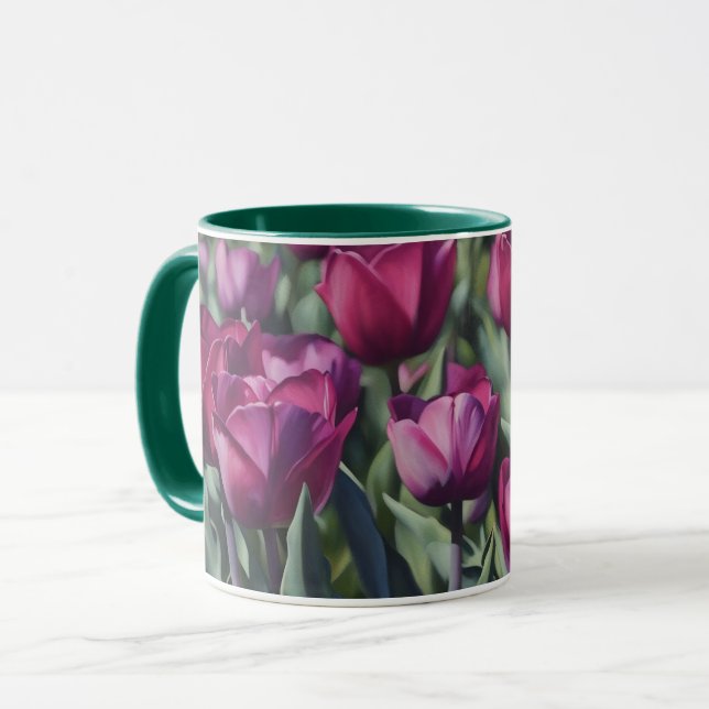 Lila Tulip Blume Art Garden Tasse (Vorderseite Links)