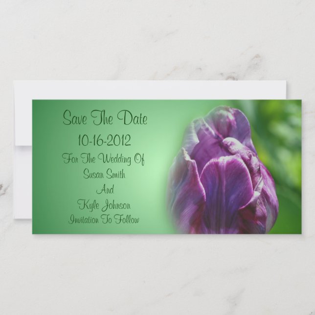Lila Tulip Blume Hochzeit Save The Date (Vorderseite)