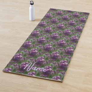 Lila Tulip Blume Naturmuster Personalisiert Yogamatte