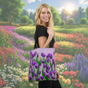 Lila Tulip Blume Tote Tag