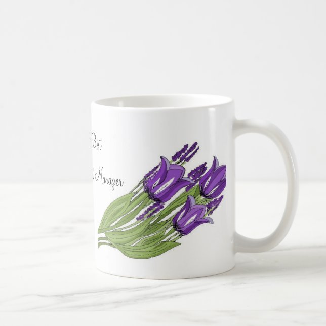 Lila Tulip Bouquet Tasse (Rechts)